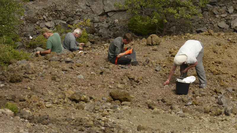 Mineraliensuche in einem Geröllfeld